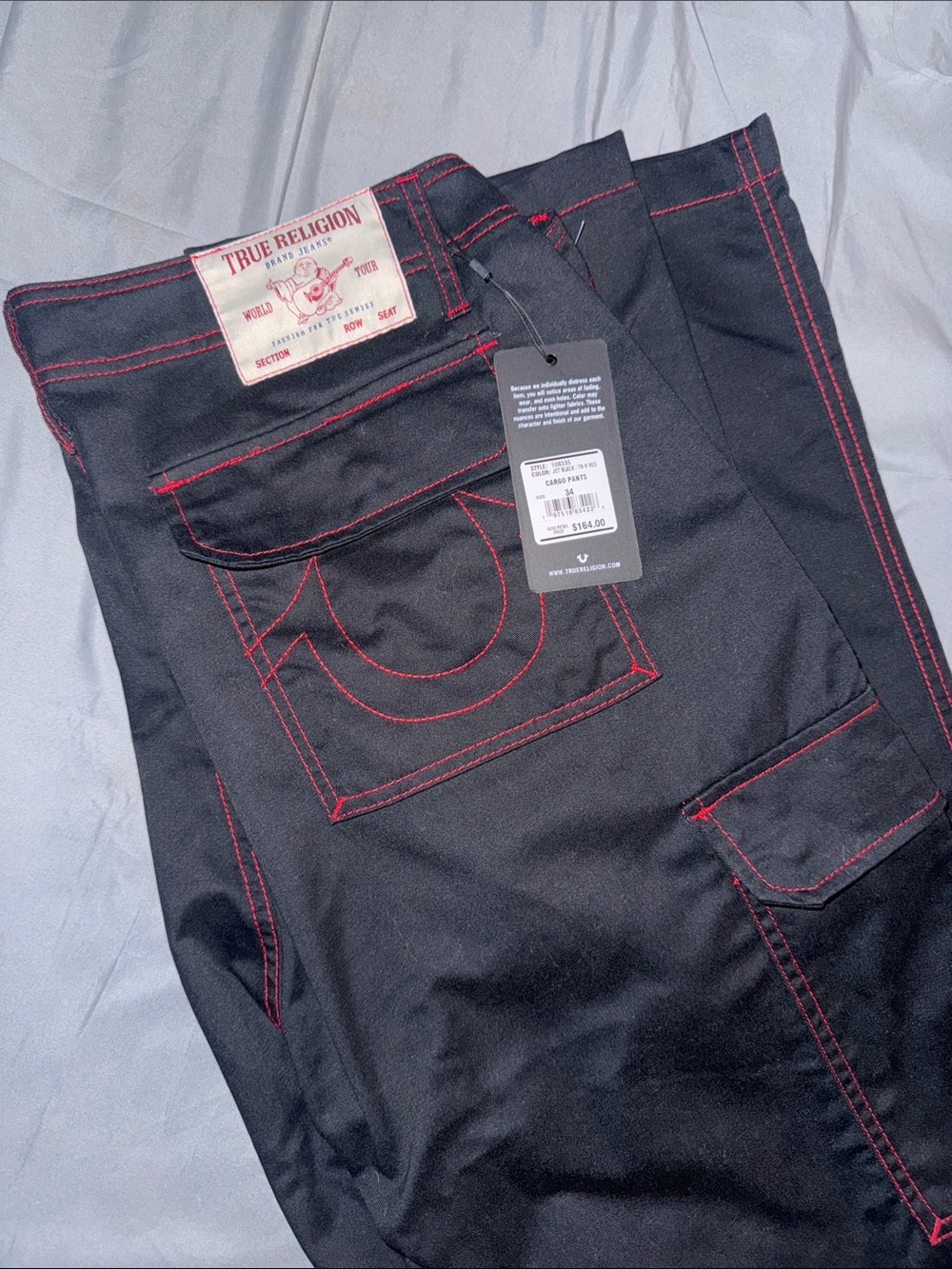 True Religion Men’s Black Jeans with Red Stitching 34X31 NWT